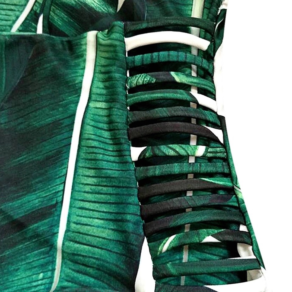 Leaf print one piece swimsuit - Picture 5 of 8